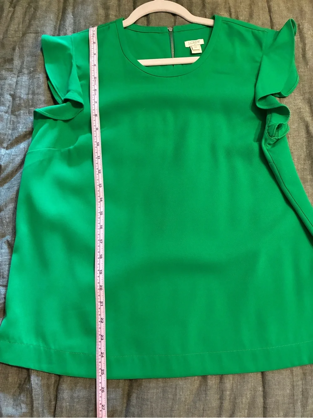 J. Crew Bright Green Flutter Sleeve Blouse